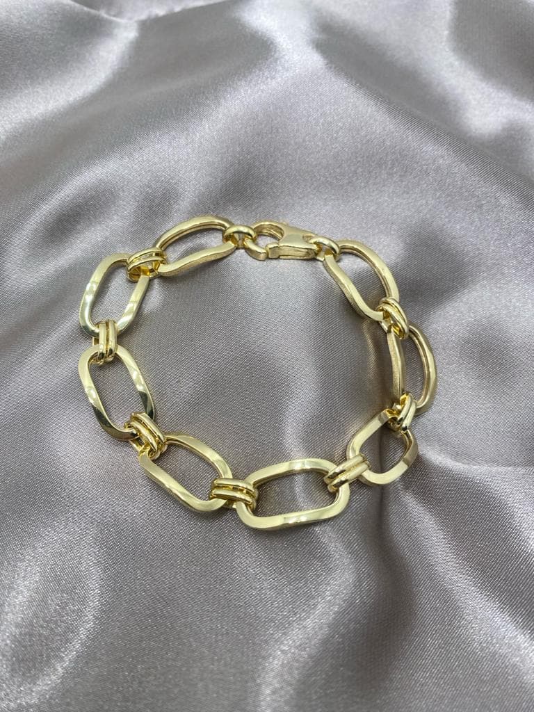 Pulseira c/ Elos Retangulares Côncavos
