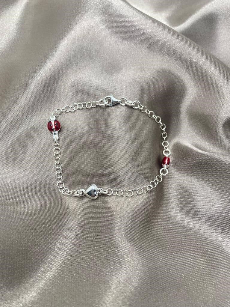 Pulseira c/ 2 Joaninhas e Coração