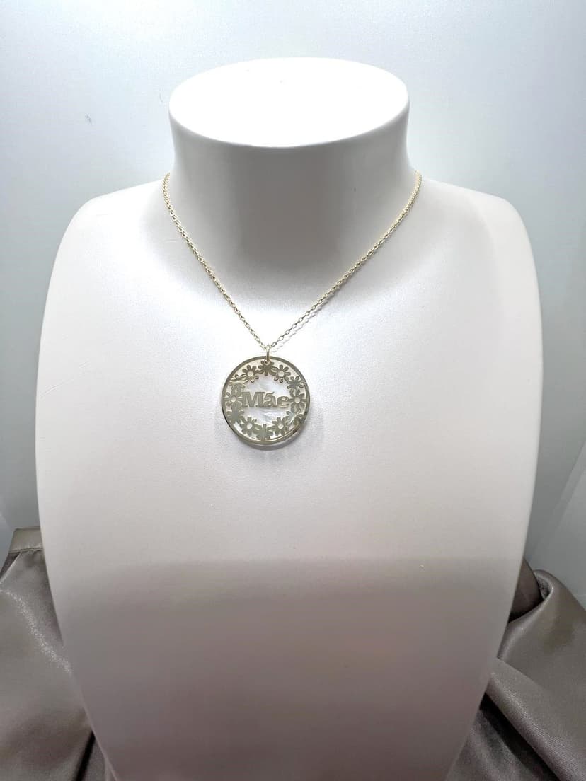 Colar para a Mãe c/ Medalha c/ Flores
