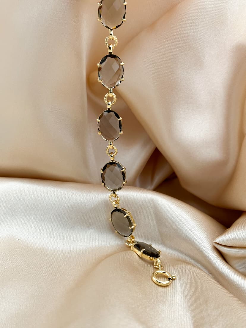 Pulseira c/ Pedras Quartz Fume