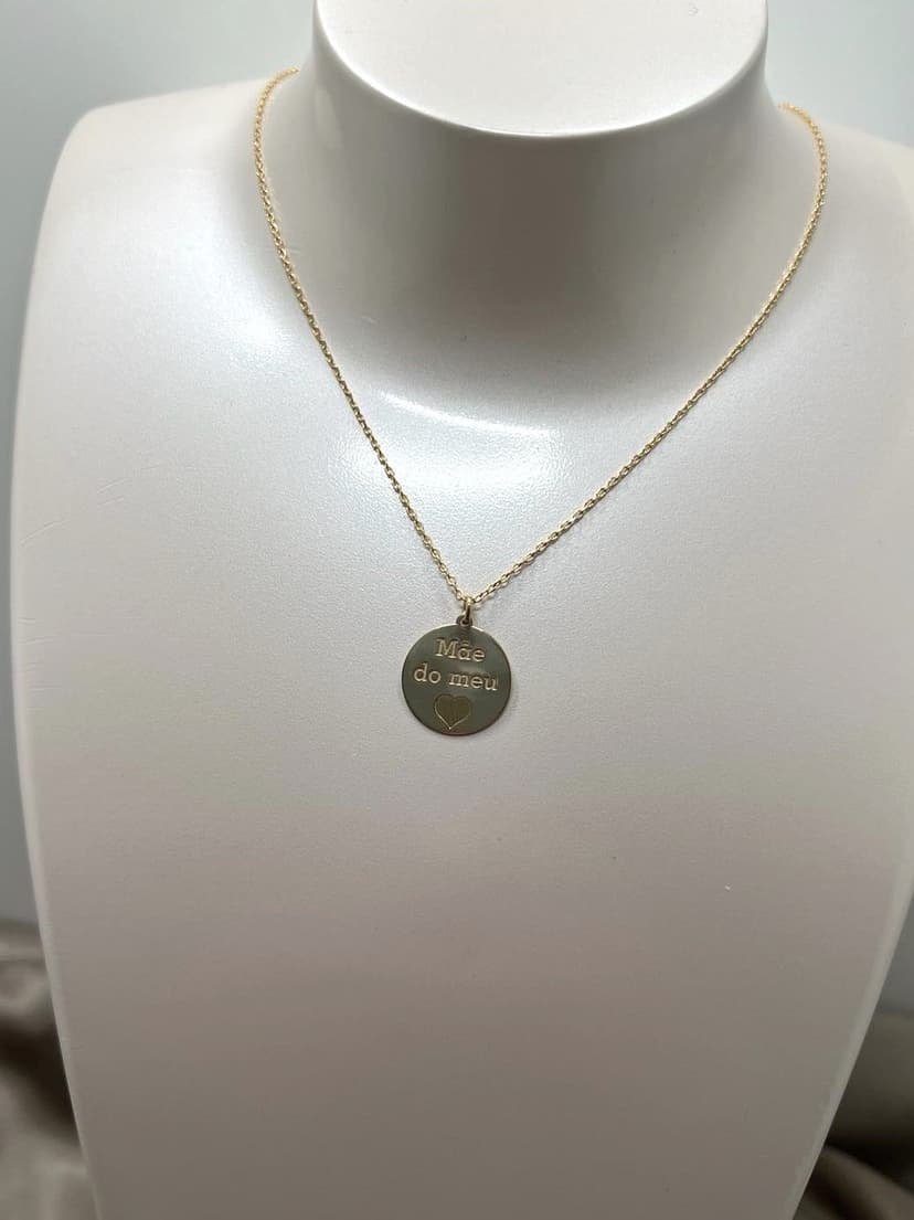 Colar para a Mãe c/ Medalha Redonda c/ coração
